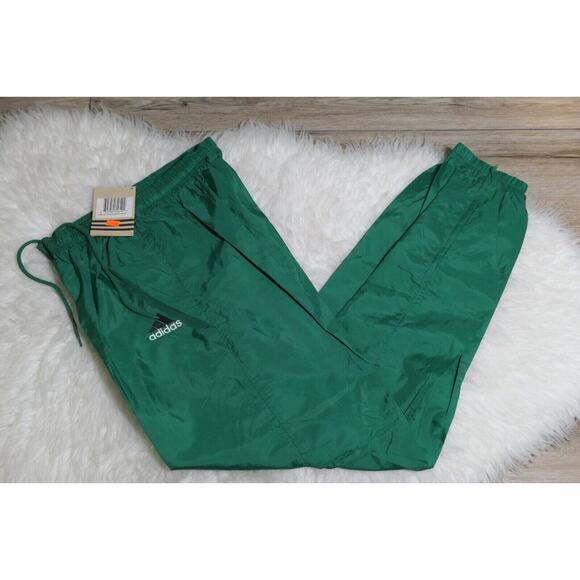 NWT Rare Adidas Vintage Nylon Green Track Pants Youth XL YXL - Picture 1 of 12